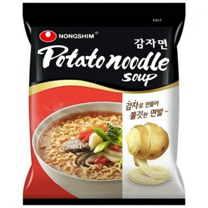 I Nongshim potato noodles sono fatti con patate vere che danno ai noodles il sapore liscio e gommoso. La zuppa preparata con pepe invece del peperoncino, esalta il gusto speziale e leggero. Mi piace nongshim potato noodles!