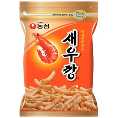 Gli Nongshim Shrimp Crackers piccante hanno la forma di croccanti patatine fritte con strette increspature. Sono 'caldi, salati e fritti'....