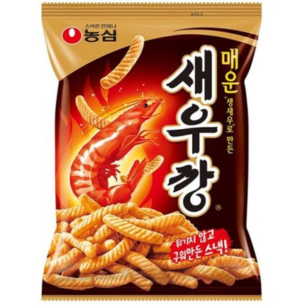 Gli Nongshim Shrimp Cracker piccante hanno la forma di croccanti patatine fritte con strette increspature. Sono 'caldi, salati e fritti' e sono fatti di farina fresca e gamberetti macinati. Potrete godere del fresco profumo dell'oceano e del gusto delizioso di questo prodotto.