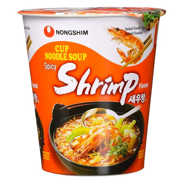 Nongshim shrimp cup, deliziosi spaghetti istantanei al gusto di gamberetti piccanti! Ti portano il pasto più famoso e consumato in Corea e Giappone.